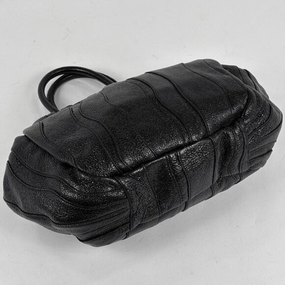 Prada Logo Handbag Gathered Tote Leather Nero - Picture 2 of 10